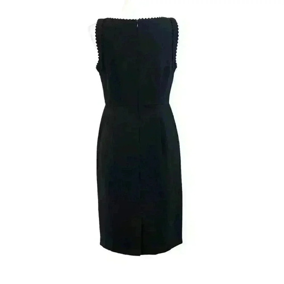 Ann Taylor Black Sleeveless Sheath Knee Length Dress Scalloped Crew Neck Size 4 - Picture 6 of 9